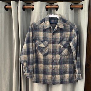 Pendleton Blue and Cream Plaid Shirt Jacket, SizeS